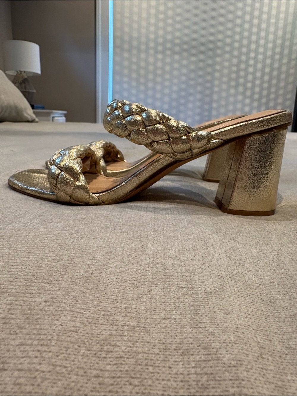 Sincerely Jules Metallic Gold Braided Block Heel Slide women’s size 6.5